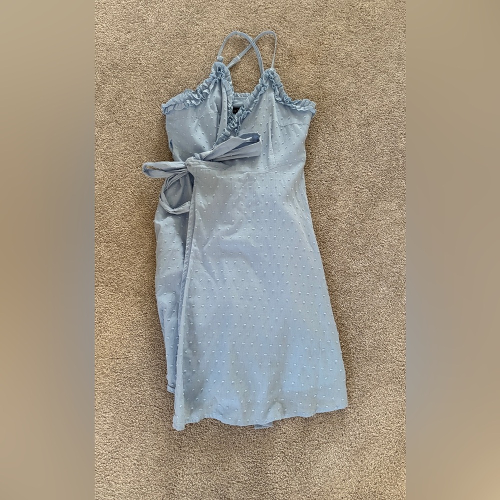 Simple Light Blue Ruffled Dress